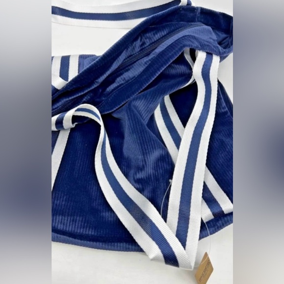 NEW Victoria's Secret PINK Ribbed Velour Tote - Navy Blue & White - Zippered Bag - Picture 6 of 6